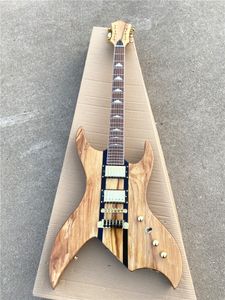 Kundenspezifische originale 6-saitige E-Gitarre in Holzform, einteiliger Korpus, fester Steg, goldene Hardware