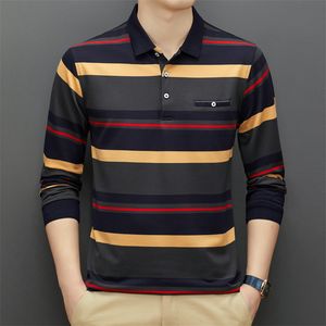 Polo da uomo arrivo 95% cotone polo da uomo manica lunga multicolore autunno abbigliamento casual polo maschile coreano camicia a righe 230308