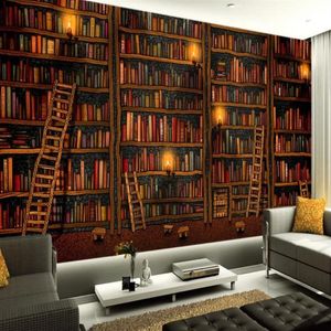 bedroom wallpaper 3D mural decoration painting wallpaper book bookshelf wallpapers background wall247w