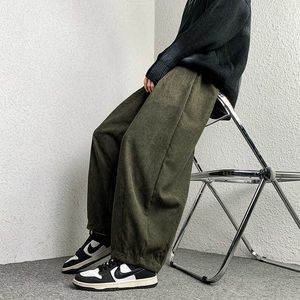 Men's Pants Men's New Loose Corduroy Pants Fashion Drawstring Streetwear Oversize Male Black Trousers Unisex Wide Leg Casual Pants Z0306