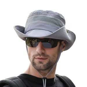Breda randen hattar sol hink hatt för män kvinnor sommar uv skydd vattentät boonie hatt för fiske vandring trädgård safari strand r230308