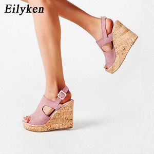 top Casual Women Platform Sandals Sexy Peep Toe Wedge Shoes Gladiator Ladies Buckle Strap High Heels Black Pink Brown 230306