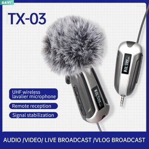 Microphones SAYI TX-03 Wireless Lavalier Microphone For DSLR Video Phone Camera Interview Camcorder Live Vlog Recording