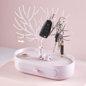 Storage Holders Racks Green White Pink Rose Red Deer Earrings Necklace Ring Pendant Bracelet Jewelry Cases Display Stand Tray Tree jewelry 230307