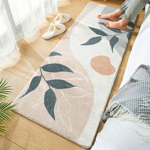 Carpet Soft Imitation Cashmere Carpet Bedroom Bedside Rug Bathroom Absorbent Non-Slip Rugs Leaf Print Floor Mat Living Room Door Mats 230308