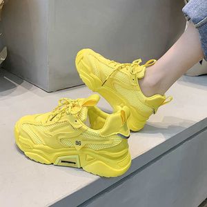 Dress Shoes Women Shoes Yellow Autumn Fashion Korean Pink Platform Sneakers Ladies Shoes Free Shipping Rubber Sole Casual Shoes Breathable