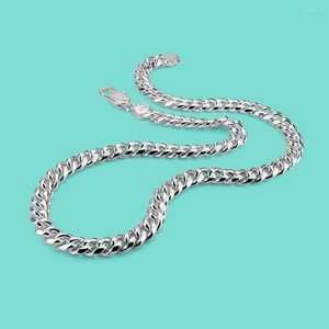 Chains 8-10mm Cold Cuban Necklace Chain Hip Hop Jewelry Collar 925 Silver Men's Rapper Fashion Sterling Link Collana