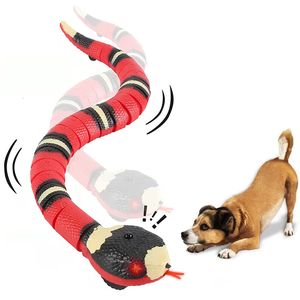 犬のおもちゃを噛むインタラクティブなスマートセンシングヘビUSB屋内の自動電子トリッキーペット230307のための充電式子犬
