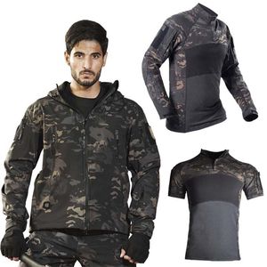 Hunting Jackets Outdoor Hiking Jacket Shirts Soft Shell Outwear Windproof Windbreaker Military Combat Shirt Tactical Clothes SetHuntingHunti