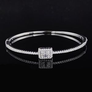 Ins Top Verkauf Quadrat Armreif Luxus Schmuck 925 Sterling Silber Prinzessin Cut Weiß Topas CZ Diamant Edelsteine Party Frauen Hochzeit armband Für Liebhaber Geschenk