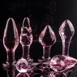 Anal Toys Pink Glass plug for women butt plugs Penis Nightlife Anus Dildo adult masturbation Adult Gay Sex Lover Gifts 230307