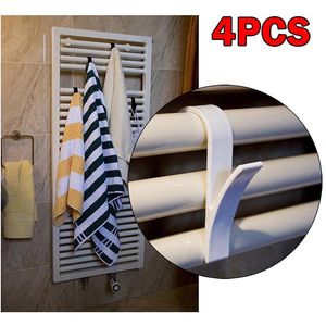 Hooks & Rails 4Pcs Storage Hanging Towel Mop Hanger Holders Rail Radiator Tubular Bath Hook Holder Bathroom SuppliesHooks