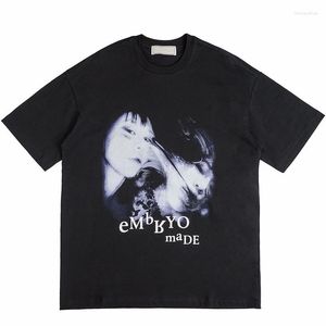 T-shirt da uomo T-shirt oversize Top Harajuku Hip Hop Llusion Girl Lettera Stampa Tshirt in cotone Casual Estate Manica corta da uomo