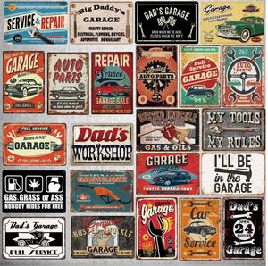 Dad's Garage Metal Painting My Tool Sign My Rules Iron Plate Shabby Chic Wall Decor Bar Home Art Motor Home Garage Gas Poster personalized Art Decor Size 30X20CM w01