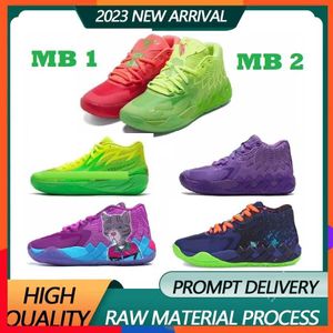 Melo Basketball Shoes 2023 Novo Lamelos MB1 Rick Morty Men Women Running Running Sapatos Queen City Purple Cat Lamelo Ball Sapat