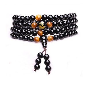 Strand Beaded Strands 2023 Dragon Black Obsidian Buddha Banles Bracelets ręcznie robione etniczne biżuterię kryształowe koraliki Kamienne Bransoletka dla kobiet