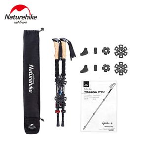 Trekking biegunki 2PCS składanie włókien węglowych Szybka turystyczna składania się Telescopic S 230307