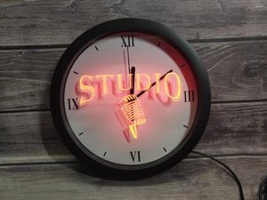 Orologi da parete 0b587 Studio On The Air Microfono Bar App Rgb Led Neon Light Signs Clock