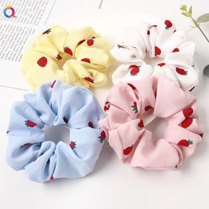 Girls Flower Print Ribbon Scrunchies Elastic Hair Bands Ponytail Holder Headband Women Silk Headwear Hair Accessories 1860