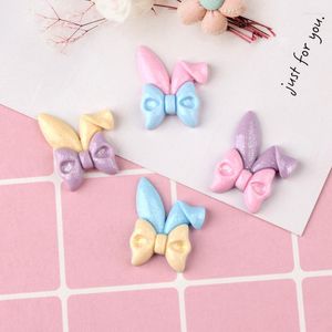 Charms Kawaii Resin Cabochons 10pcs 20 26mm Flatback Candy Colors Ribbon Knot Bow Animal Ear Patch Sticker Ornament Accessories