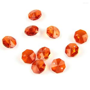 Żyrandol Crystal Orange 100pcs 1 otwór/2 otwory 14 mm szklane koraliki ośmiokątne