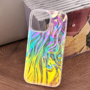 Colorful Crinkled Glitter Gloss Phone Case For iPhone 14 Pro Max 13 12 11 Cover Anti Drop Shockproof