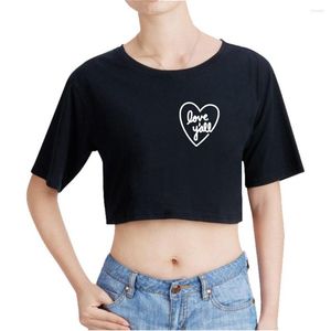Damen T-Shirts Addison Rae Love Y'all Printing Logo Merch Crop Top Exposed Navel T-Shirt Oversize ONeck Tops Frauen Lustiges T-Shirt