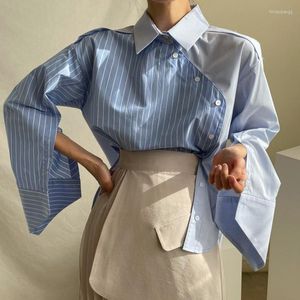 Bluzki damskie Wysokiej klasy Specjalna design duży szczelinę koszula z długim rękawem Kobiety Top Buttons Chemise Femme Blusa Mujer