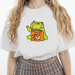 Women's T Shirts Kawaii Frog Print Short Sleeve Tshirts Cotton Harajuku Aesthetics Shirt Summer Tops & Tees Fashion Casual Couple