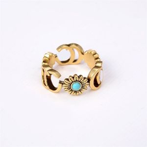 Band Rings Alloy double simple g letter rings for women classic daisy flowers turquoise stone mens jewlery designer diamond luxury Rings natural beauty delicate