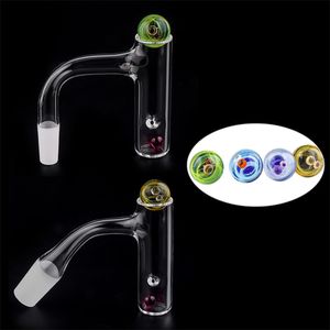 Acessórios para fumar Solda completa borda chanfrada quartzo dedo banger com 6mm rubi, 14mm tampas de universo de vidro para bongos de água dab rigs tubos