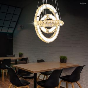 Lampy wiszące nowoczesne kryształowy żyrandol 3 Pierścienie LED na kuchenną salon Lampa Lampa światła Złote żyrandole Luster