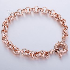 Gliederarmbänder 585 Roségold Farbe Damenarmband Kette Rolo Sailor Verschluss 6mm 18cm 20cm 23cm 25cm GB212