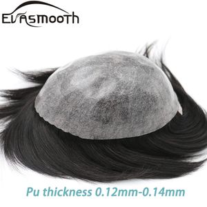 Herrbarns peruker Smooth Hair Men's Capillary Protese 0.12mm-0.14mm Män Toupee 100% Human Hair Men Wig Replacement System Hår Male Wig 230307