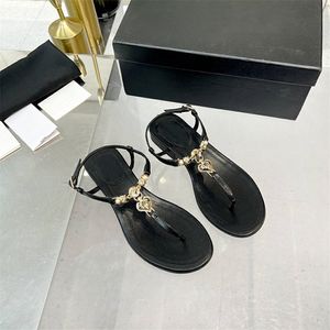 Women's Fashion Sandals 2023 Channel Luxury Brand Summer popular Leather High heel Sandals Leisure Holiday flats 05-013