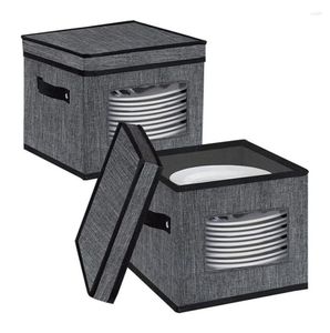Garrafas de armazenamento Recipientes de China com tampa e alças caixa de jantar para pratos 12 divisores de feltro4128615