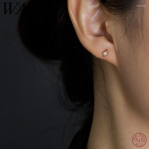 Studörhängen WALLME 925 Sterling Silver Minimalist Mini Ear Bone Piercing Fashion Round Zircon Baby Smycken Kvinnor Tillbehör