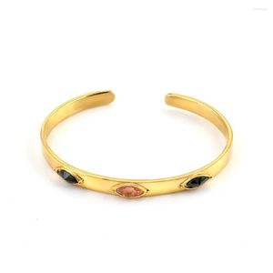 Bangle Opening Cuff Golden Bracelet 316L Stainless Steel Accesories For Men's Women's Bracelets Inlaid Crystal Bangles Fashion