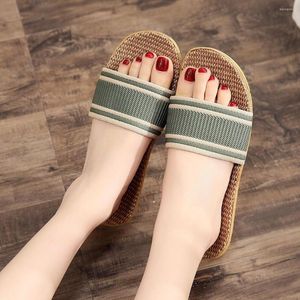 Hausschuhe Leinen Frauen Strand Sandalen Weiblichen Sommer Outdoor Indoor Mode Schlafzimmer Flip-Flops Flachs Casual Hausschuhe