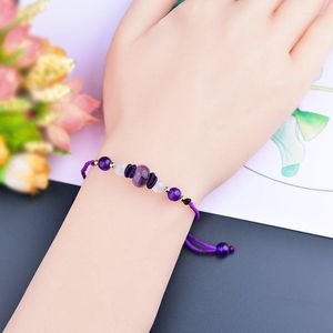 Charm-Armbänder, temperamentvoll, exquisiter violetter Kristall, handgewebtes Wachsfaden-Armband, ethnischer Stil, originelle Retro-Frauen