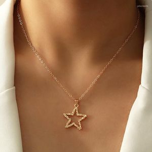 Anhänger Halsketten 2023 Sterne Blätter Kette Neckalce Frauen Schlüsselbein Mode Gold Farbe Metall Aussage Kragen Mujer