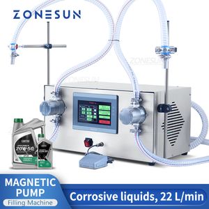 ZONESUN Liquid Filling Machine Magnetic Pump Corrosive Fluids High Flow Rate Bottle Barrel Detergent Beverage Shampoo ZS-G25A2