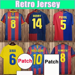 05 06 Xavi Retro Mens Uzun Kollu Futbol Formaları 10 11 Messis Ronaldinho Puyol A. Iniesta Suarez Henry Pedro Sergio Strot Futbol Gömlekleri Üniformaları