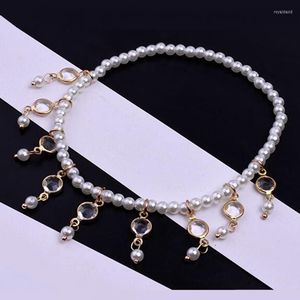 Ankiety moda słodko symulowana perłowa z koraliki kryształ kryształowy dhinestone stretch biżuteria biżuteria bransoletka nóg prezent
