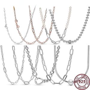 925 Silver Fit Pandora Halsband Hänge hjärta kvinnor mode smycken Utsökt Chain Link Me Series