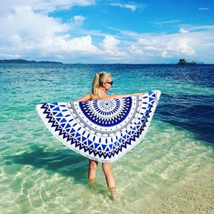 Blankets Round Beach Towel Shawl Fringe Blanket Anti-sunlight Outdoor Picnic Bohemian Polyester Thin Yoga Mat