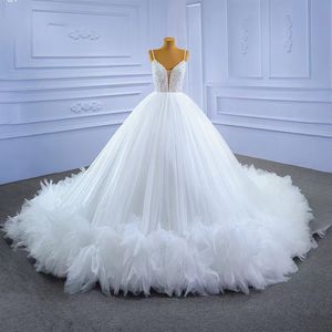 Abiti da ballo ricamati con perline di lusso Abiti da sposa Abito da principessa Corsetto Sweetheart Organza Ruffles Cattedrale di strascico Abito da sposa Plus Size Abiti su misura