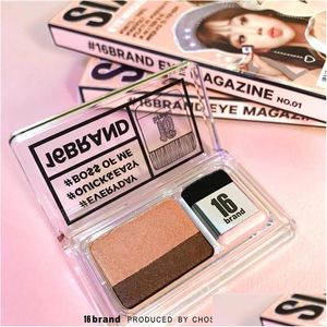 Eye Shadow 16brand Cosmetics Double Color Lazy Quick Easy Cit Palette Magazine Make Up с кистью от 16 Rop Delivery Healt Dhgq1