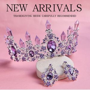Wedding Hair Jewelry Arrival Charming Purple Crystal Bridal Tiara Crowns Magnificent Diadem for Princess Accessories 230307