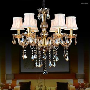 Chandeliers Modern Design Cristal Amber Chandelier Lampshade Maria Theresa Lustres De Teto Luminaire Crystal Lamp